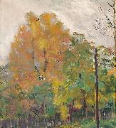 Bernhard Folkestad Deciduous trees in fall suit with cuts Sweden oil painting artist